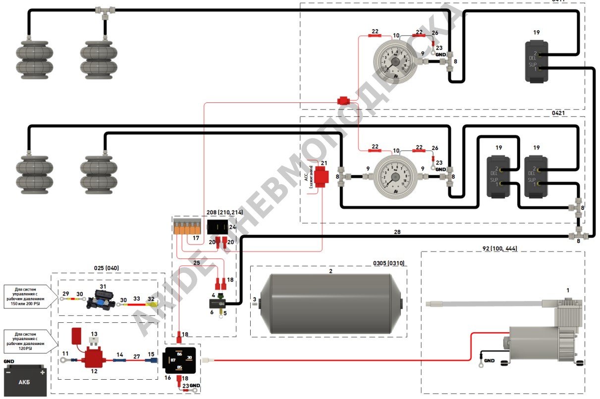 Схема подключения пневмоподвески - Серия ПС. Полезная информация от Арайд