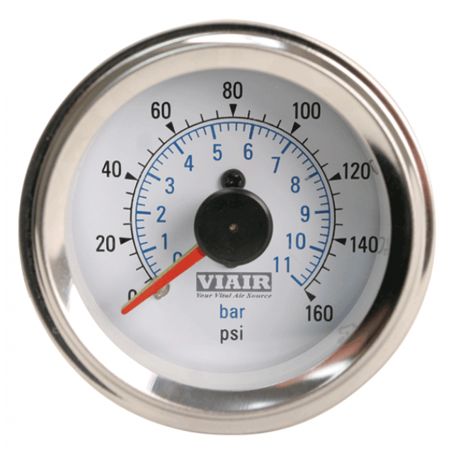 Манометр VIAIR 2 160 PSI, 2 контура, с подсветкой, белый